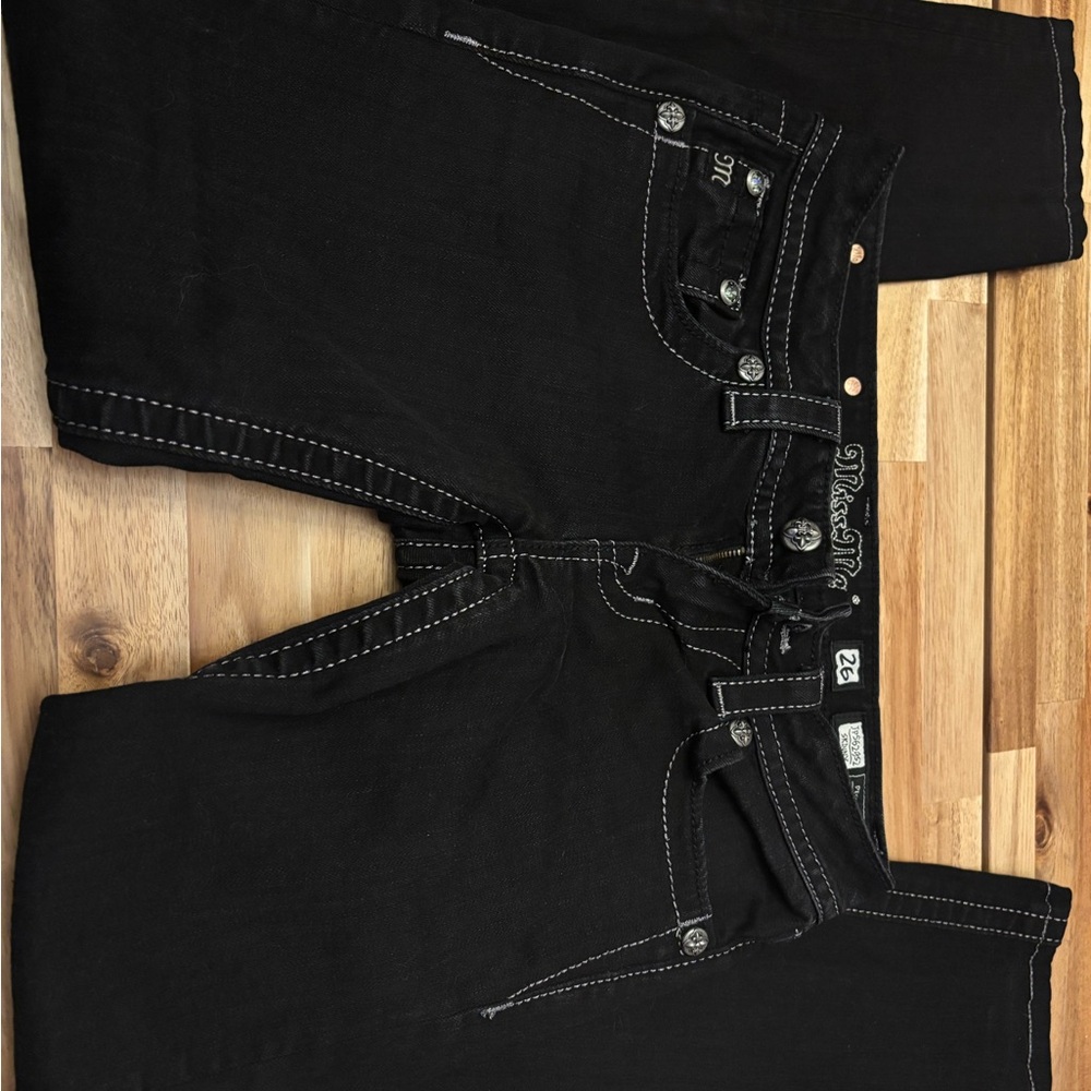 Miss Me Black Jeans with White Stitching